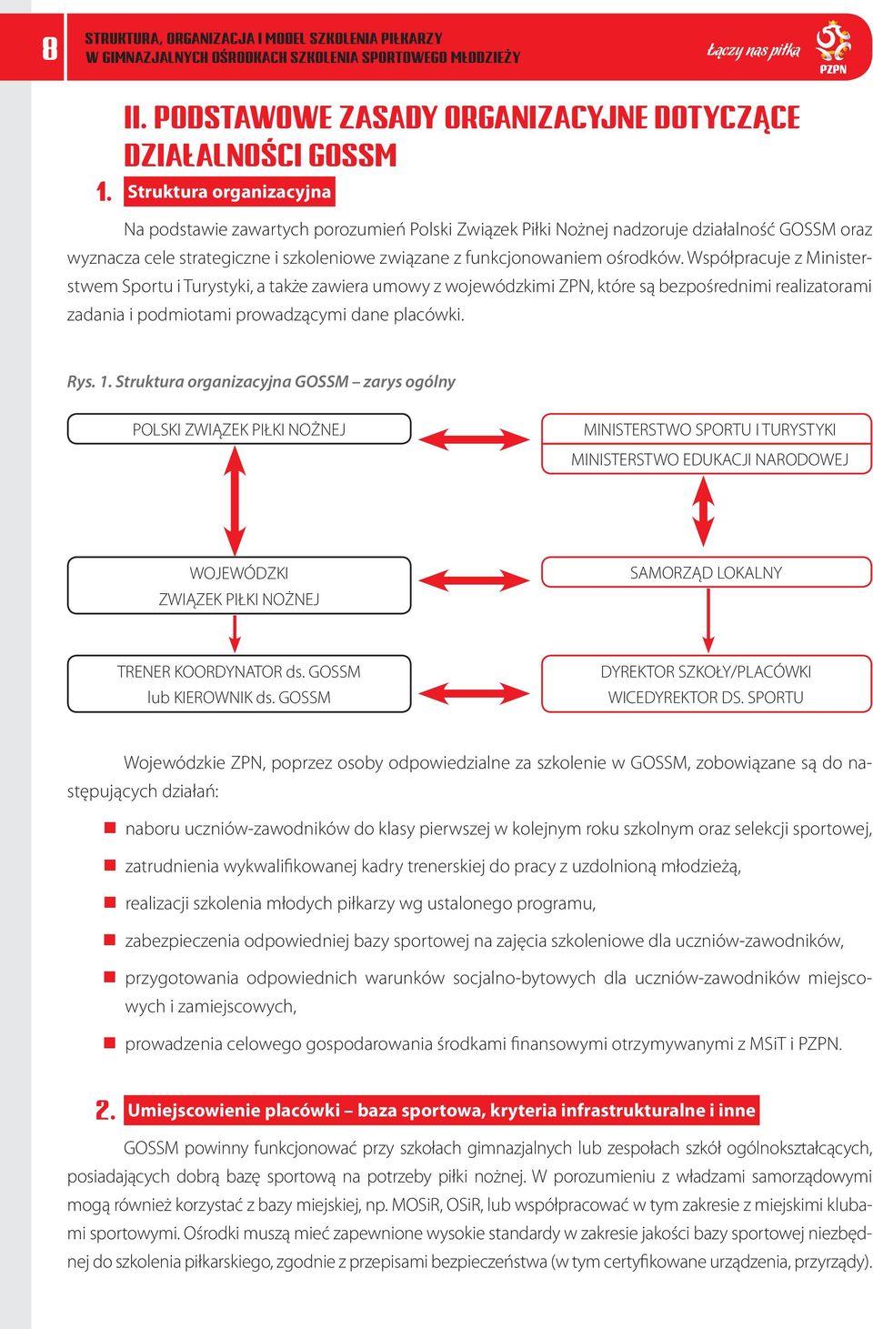 Współpracuje z Ministerstwem Sportu i Turystyki, a także zawiera umowy z wojewódzkimi ZPN, które są bezpośrednimi realizatorami zadania i podmiotami prowadzącymi dane placówki. Rys. 1.