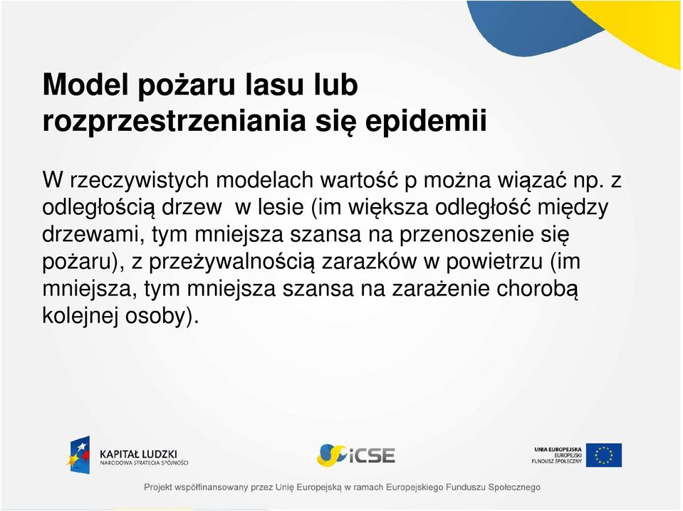 z odległością drzew w lesie (im większa odległość między drzewami, tym mniejsza