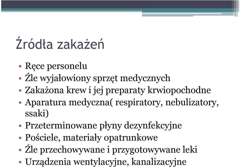 nebulizatory, ssaki) Przeterminowane płyny dezynfekcyjne Pościele, materiały