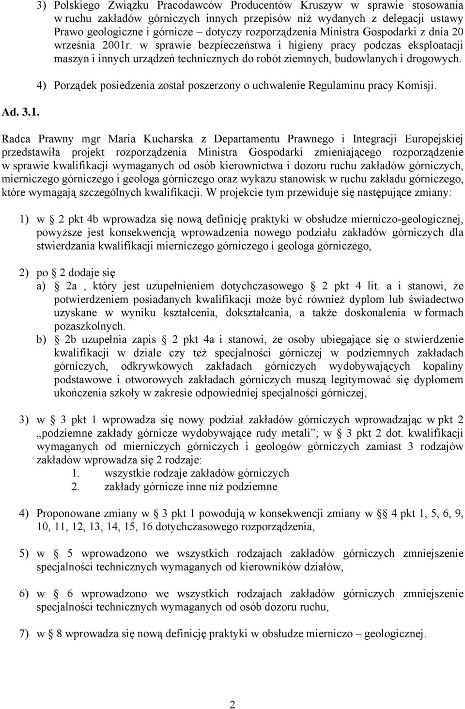 rozporządzenia Ministra Gospodarki z dnia 20 września 2001r.