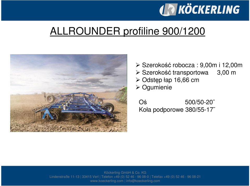 transportowa 3,00 m Odstęp łap 16,66 cm