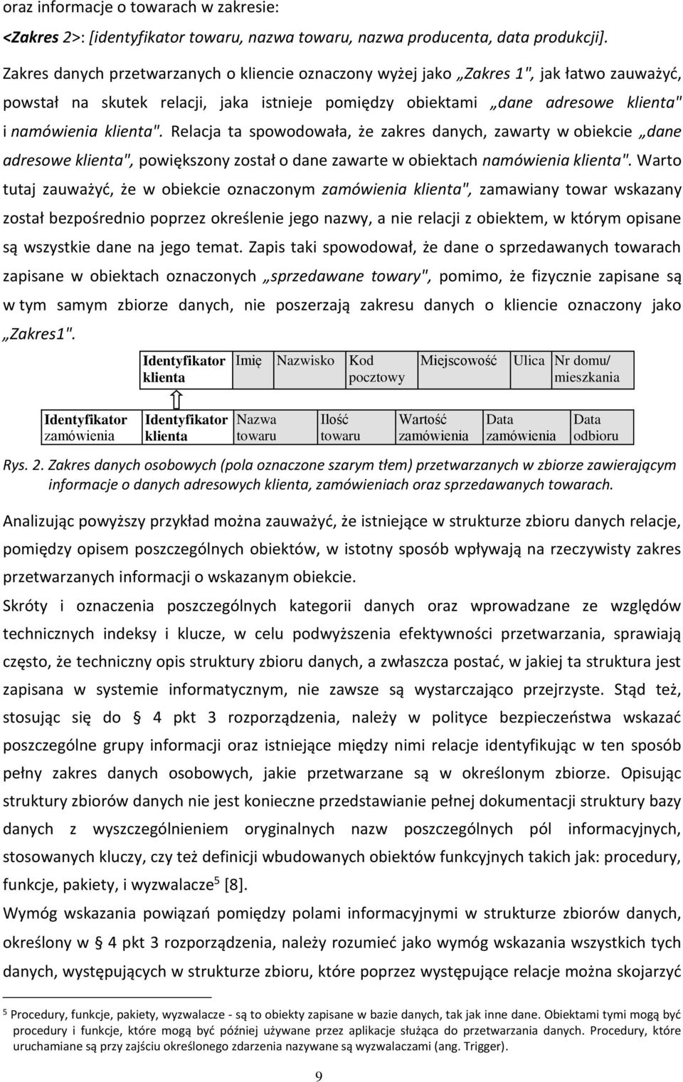 Relacja ta spowodowała, że zakres danych, zawarty w obiekcie dane adresowe klienta", powiększony został o dane zawarte w obiektach namówienia klienta".