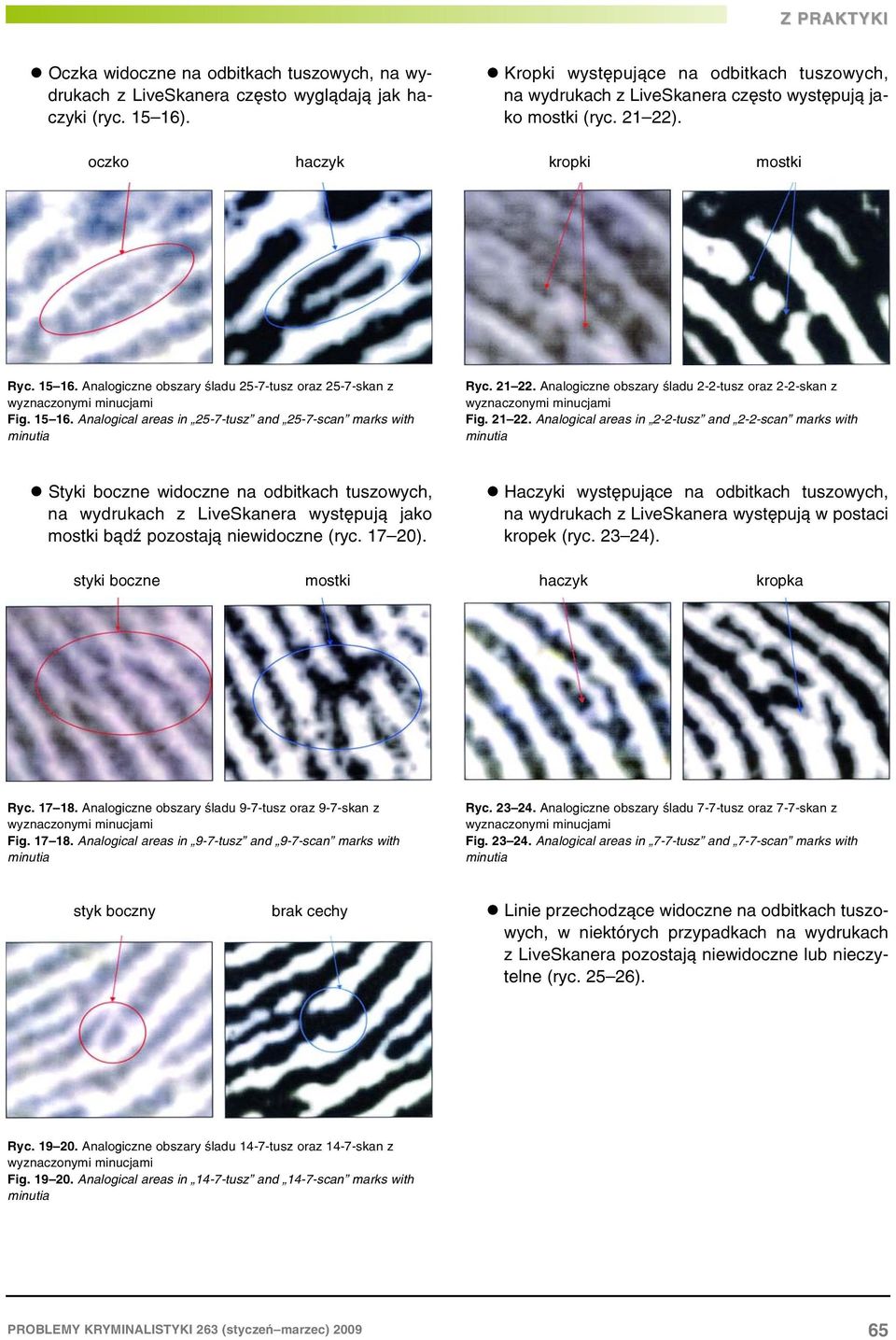 Analogiczne obszary œladu 25-7-tusz oraz 25-7-skan z Fig. 15 16. Analogical areas in 25-7-tusz and 25-7-scan marks with Ryc. 21 22.