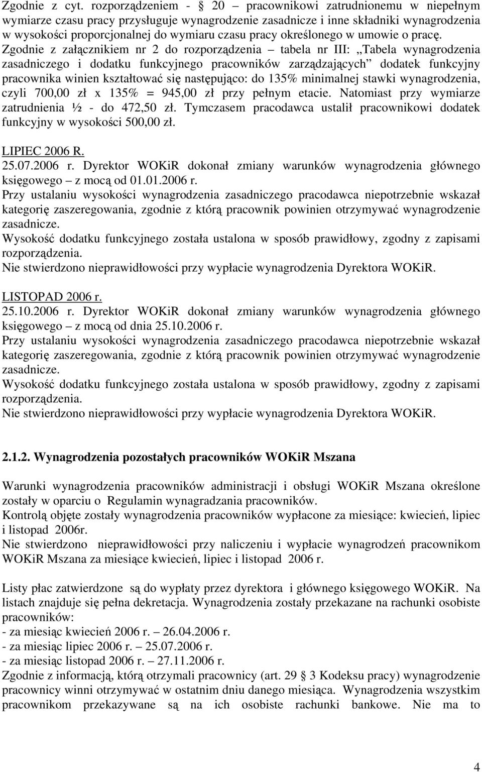 określonego w umowie o pracę.