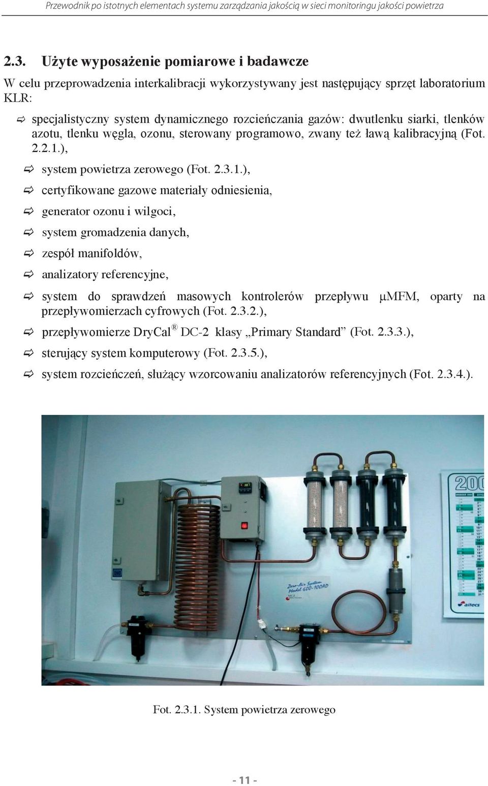 ), system powietrza zerowego (Fot. 2.3.1.