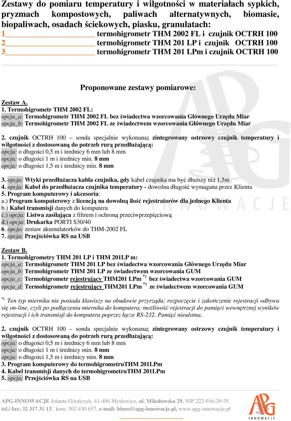 0 3 termohigrometr THM 201 LPm i czujnik OCTRH 10