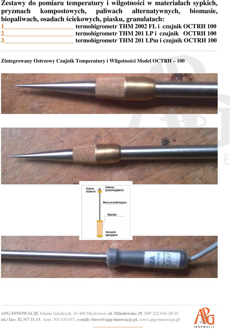 termohigrometr THM 201 LPm i czujnik OCTRH 100