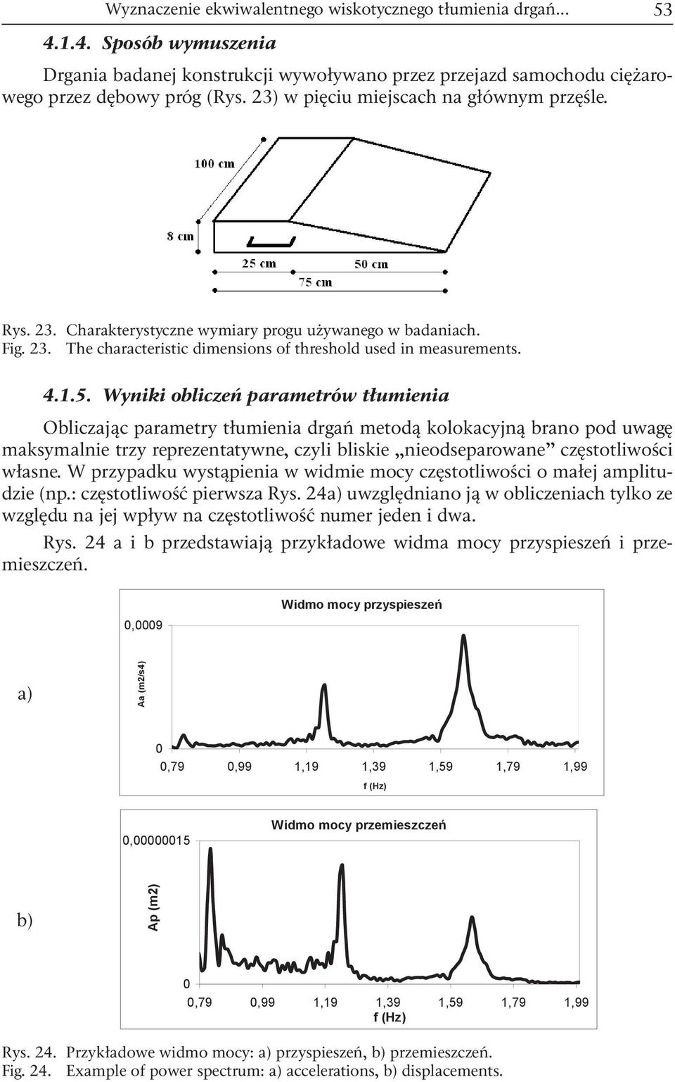 Wynk oblczeń parametrów tłumena Oblczając parametry tłumena drgań metodą kolokacyjną brano pod uwagę maksymalne trzy reprezentatywne, czyl blske neodseparowane częstotlwośc własne.