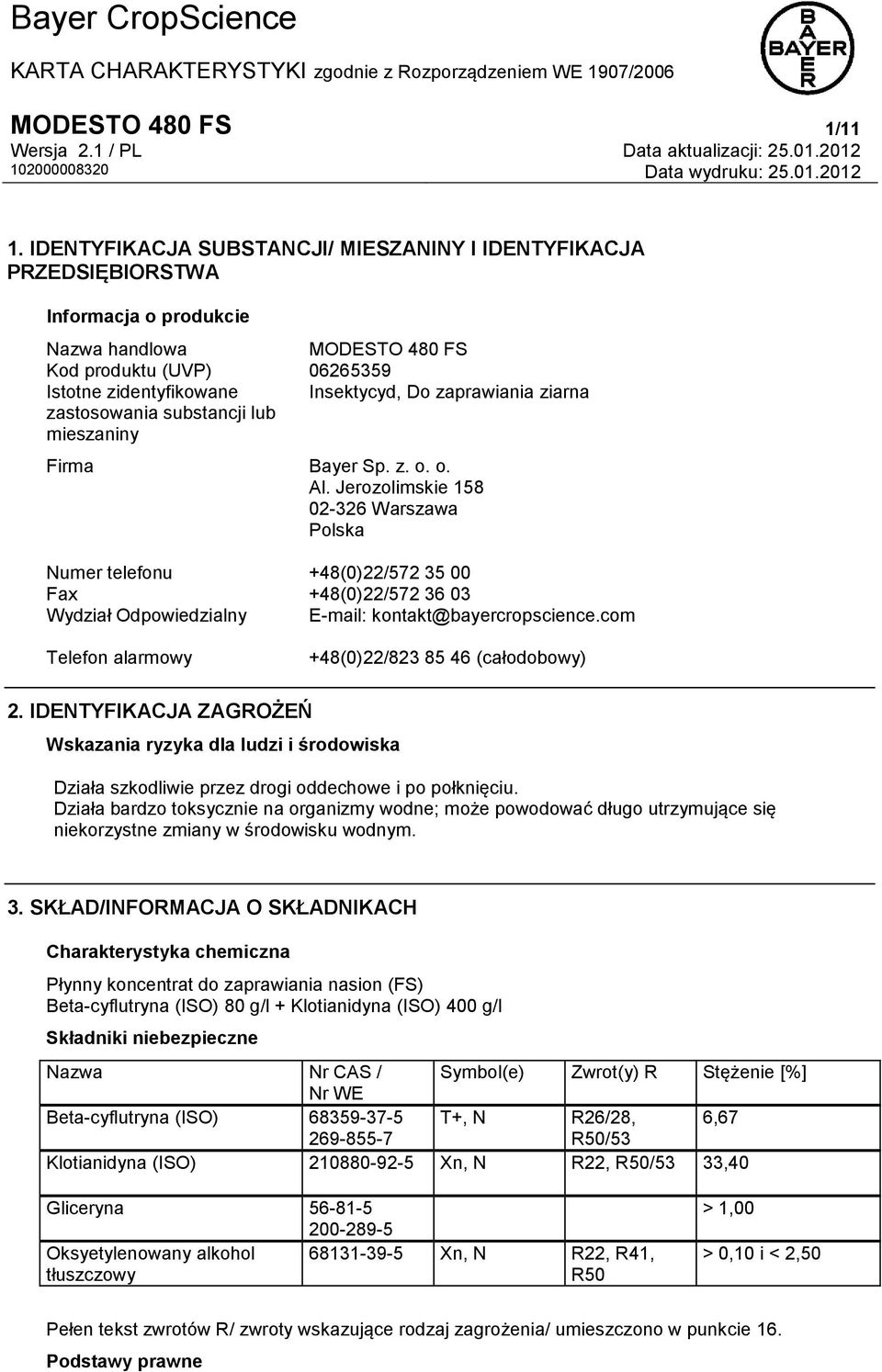 zaprawiania ziarna zastosowania substancji lub mieszaniny Firma Bayer Sp. z. o. o. Al.