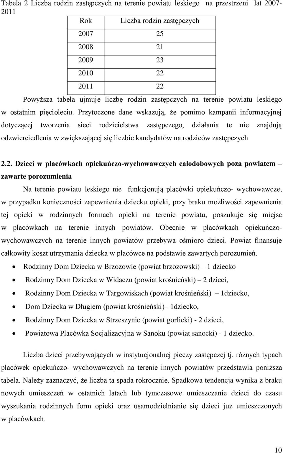 Przytoczone dane wskazują, że pomimo kampanii informacyjnej dotyczącej tworzenia sieci rodzicielstwa zastępczego, działania te nie znajdują odzwierciedlenia w zwiększającej się liczbie kandydatów na