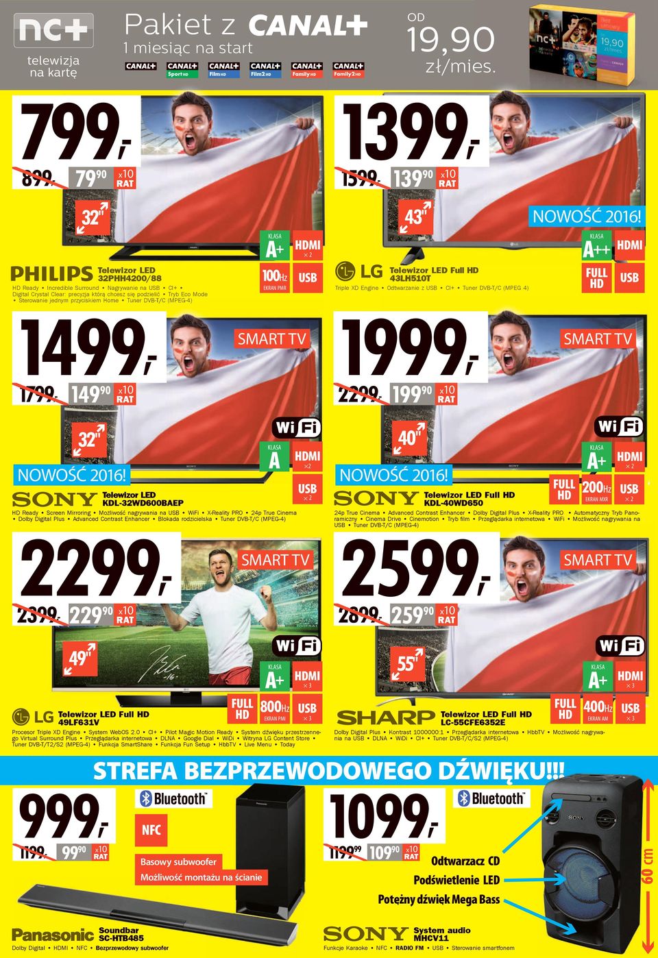 Tuner DVB-T/C (MPEG-4) 14, 17, 140 EKRN PMR SMRT TV 32" NOWOŚĆ 2016!