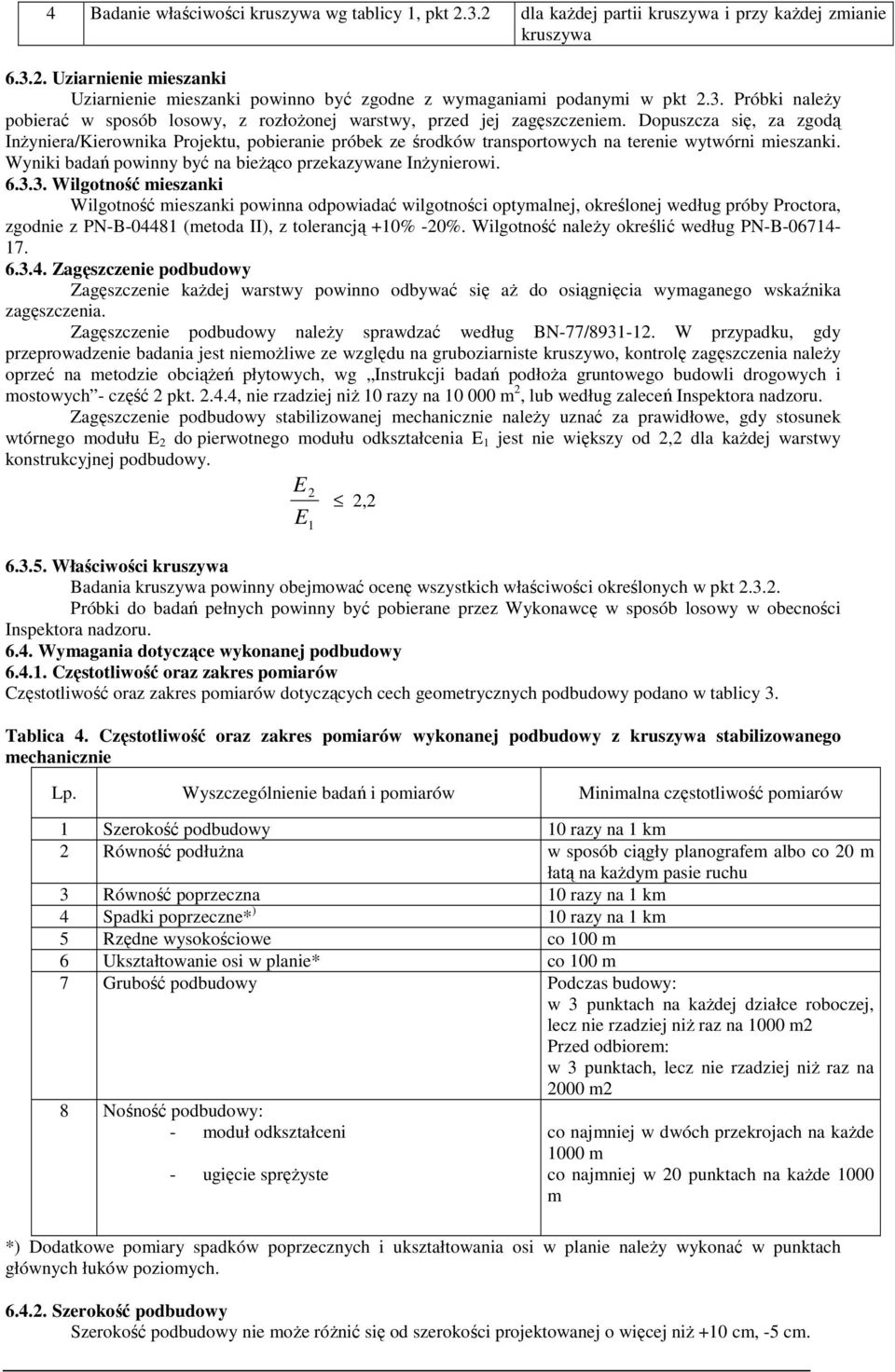 Dopuszcza się, za zgodą InŜyniera/Kierownika Projektu, pobieranie próbek ze środków transportowych na terenie wytwórni mieszanki. Wyniki badań powinny być na bieŝąco przekazywane InŜynierowi. 6.3.