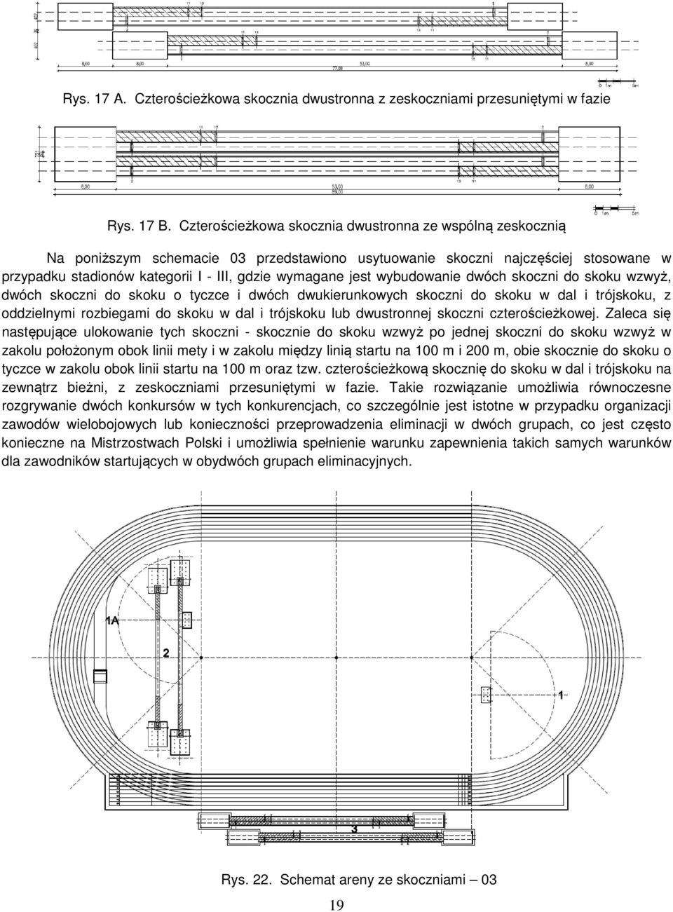 jest wybudowanie dwóch skoczni do skoku wzwyż, dwóch skoczni do skoku o tyczce i dwóch dwukierunkowych skoczni do skoku w dal i trójskoku, z oddzielnymi rozbiegami do skoku w dal i trójskoku lub