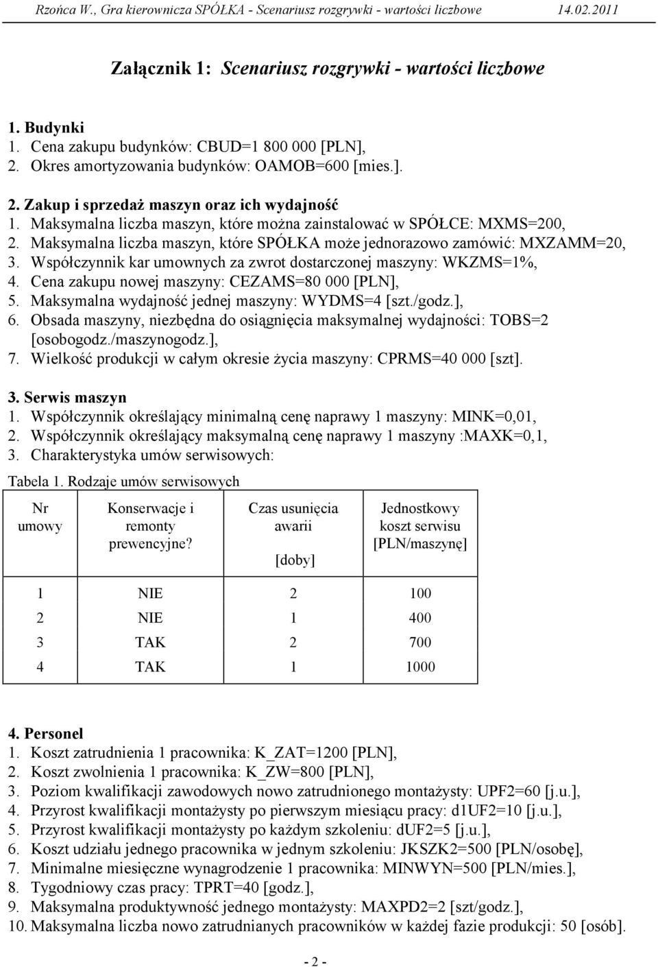 Maksymalna liczba maszyn, które można zainstalować w SPÓŁCE: MXMS=200, 2. Maksymalna liczba maszyn, które SPÓŁKA może jednorazowo zamówić: MXZAMM=20, 3.