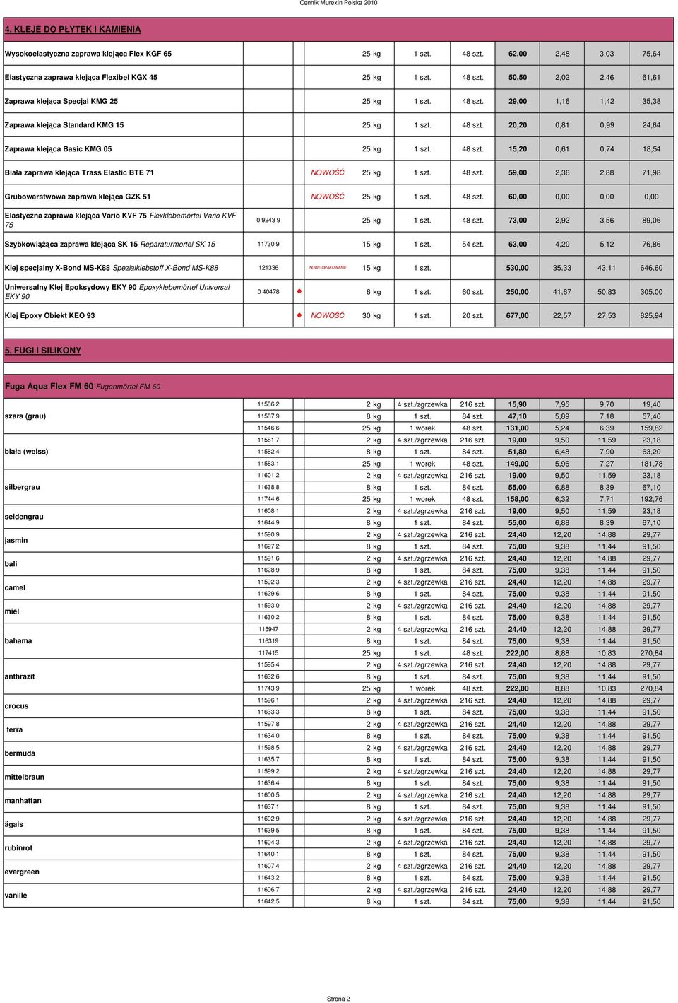 48 szt. 59,00 2,36 2,88 71,98 Grubowarstwowa zaprawa klejąca GZK 51 NOWOŚĆ 25 kg 1 szt. 48 szt.