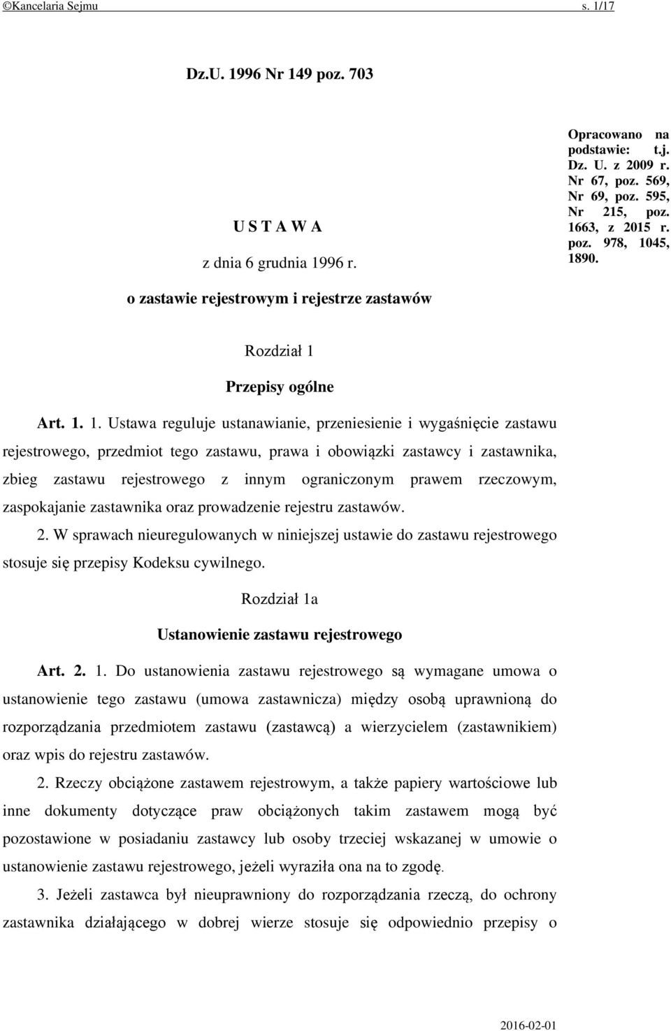 Przepisy ogólne Art. 1.