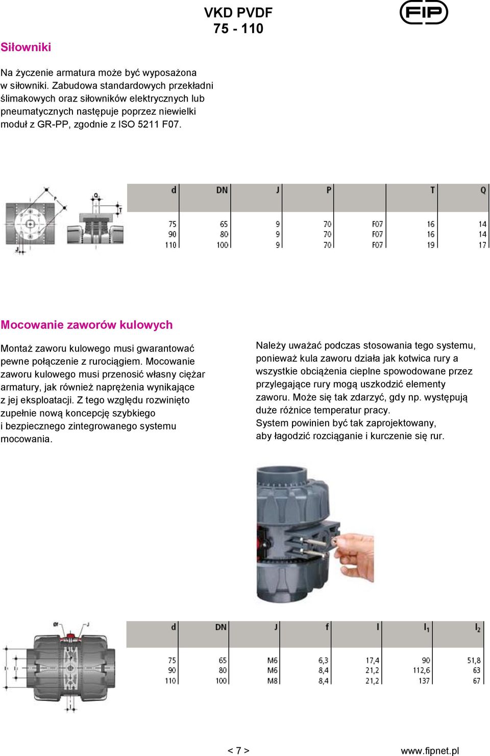 Mocowanie zaworów kulowych Montaż zaworu kulowego musi gwarantować pewne połączenie z rurociągiem.