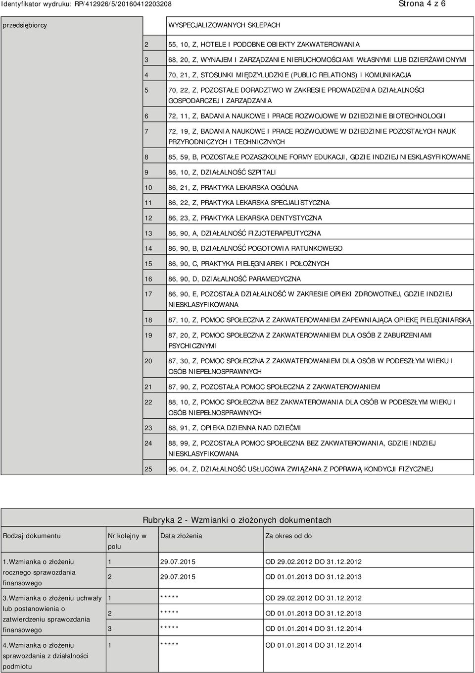 W DZIEDZI BIOTECHNOLOGII 7 72, 19, Z, BADANIA NAUKOWE I PRACE ROZWOJOWE W DZIEDZI POZOSTAŁYCH NAUK PRZYRODNICZYCH I TECHNICZNYCH 8 85, 59, B, POZOSTAŁE POZASZKOLNE FORMY EDUKACJI, GDZIE INDZIEJ