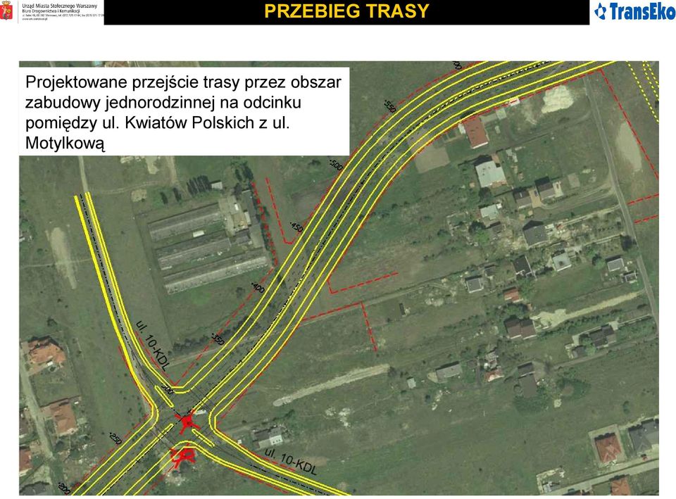 zabudowy jednorodzinnej na odcinku