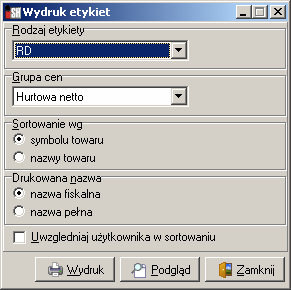 Nazwy fiskalne towarów W ihurt pole Nazwa towaru pozwala na zapisanie 96 znaków. Można tutaj dość szczegółowo opisać towar posiadający nawet dość skomplikowaną nazwę techniczną.