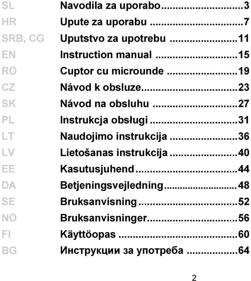 ..31 LT Naudojimo instrukcija...36 LV Lietošanas instrukcija...40 EE Kasutusjuhend.