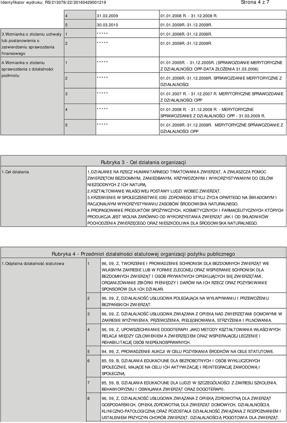 - 31.12.2005R. (SPRAWOZDANIE MERYTORYCZNE Z DZIAŁALNOŚCI OPP-DATA ZŁOŻENIA 31.03.2006) 2 ***** 01.01.2006R.-31.12.2006R. SPRAWOZDANIE MERYTORYCZNE Z DZIAŁALNOŚCI 3 ***** 01.01.2007 R.
