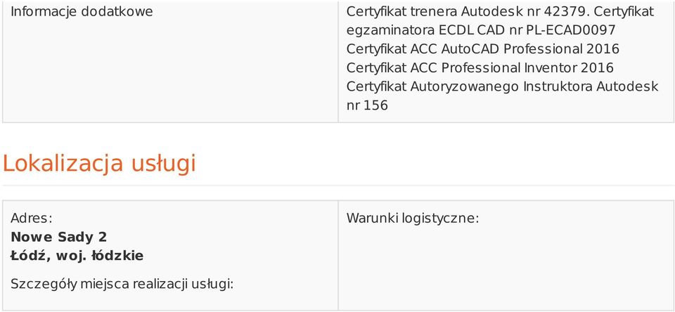 Certyfikat ACC Professional Inventor 2016 Certyfikat Autoryzowanego Instruktora Autodesk