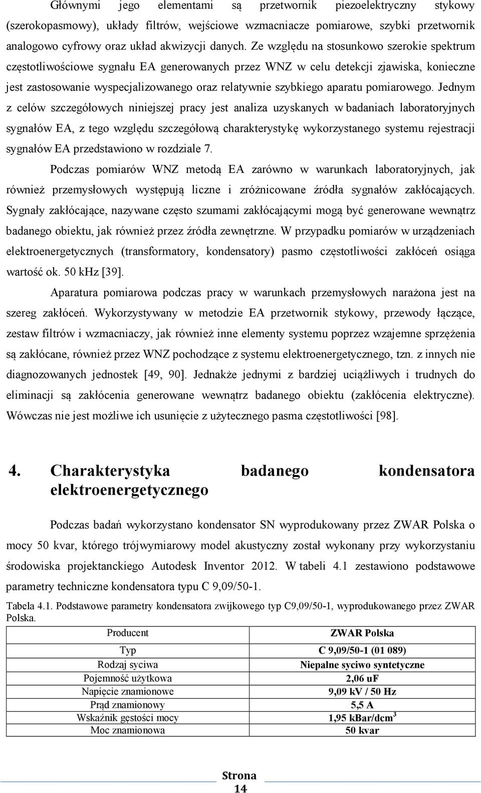 aparatu pomiarowego.