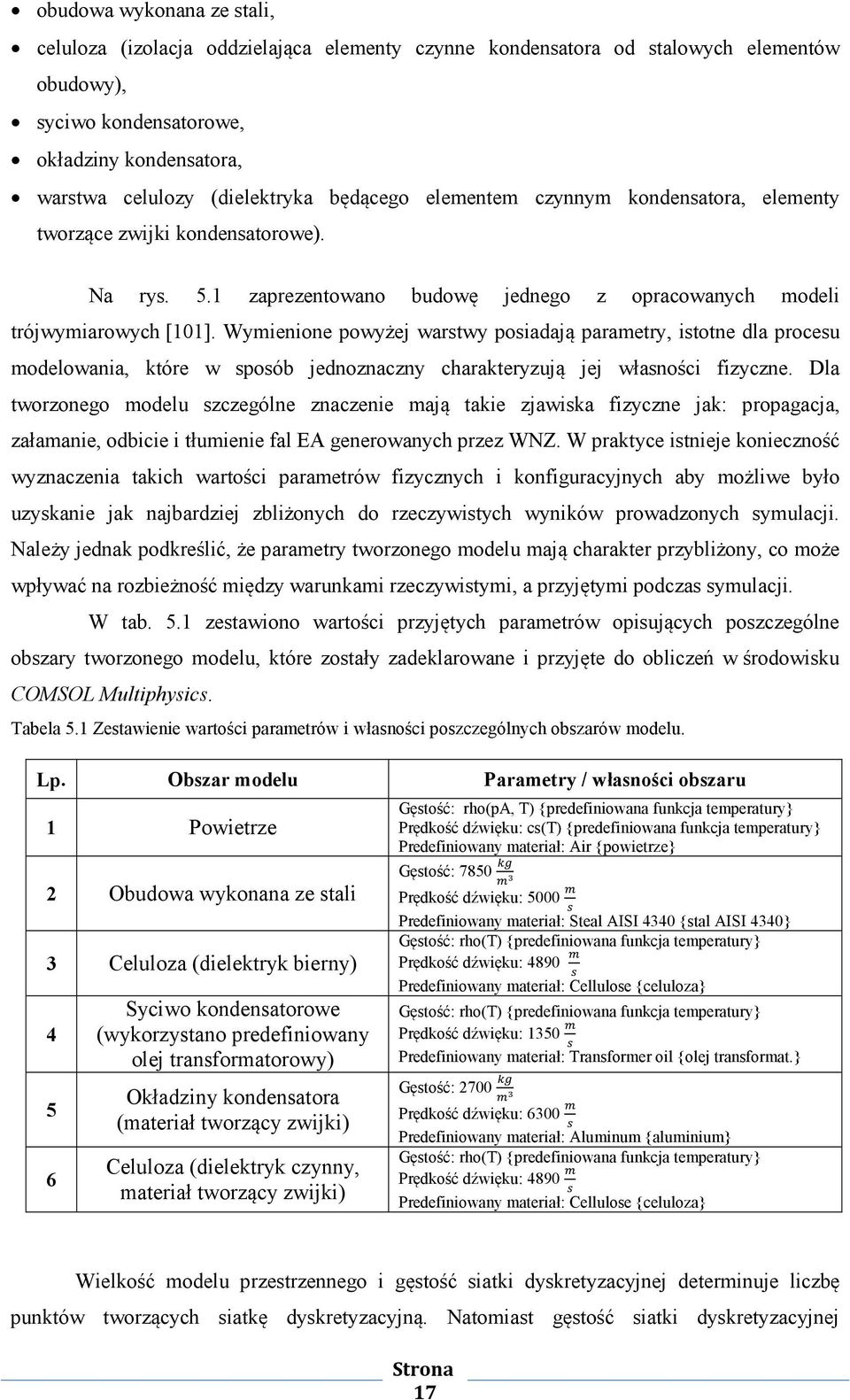 Wymienione powyżej warstwy posiadają parametry, istotne dla procesu modelowania, które w sposób jednoznaczny charakteryzują jej własności fizyczne.