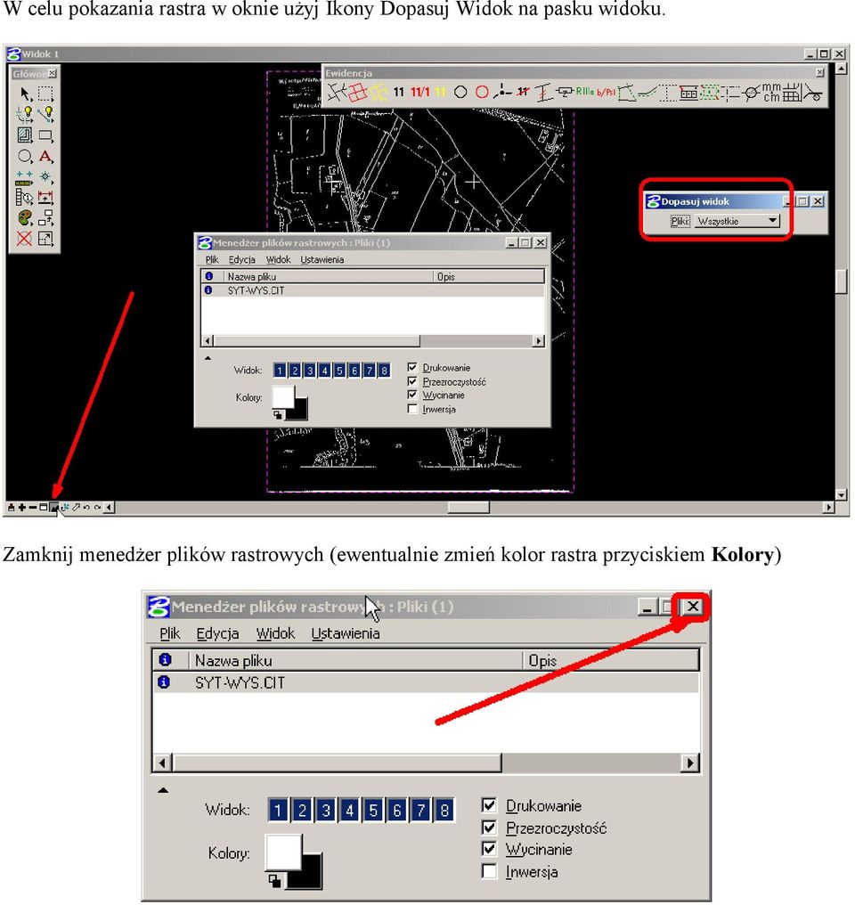 Zamknij menedżer plików rastrowych