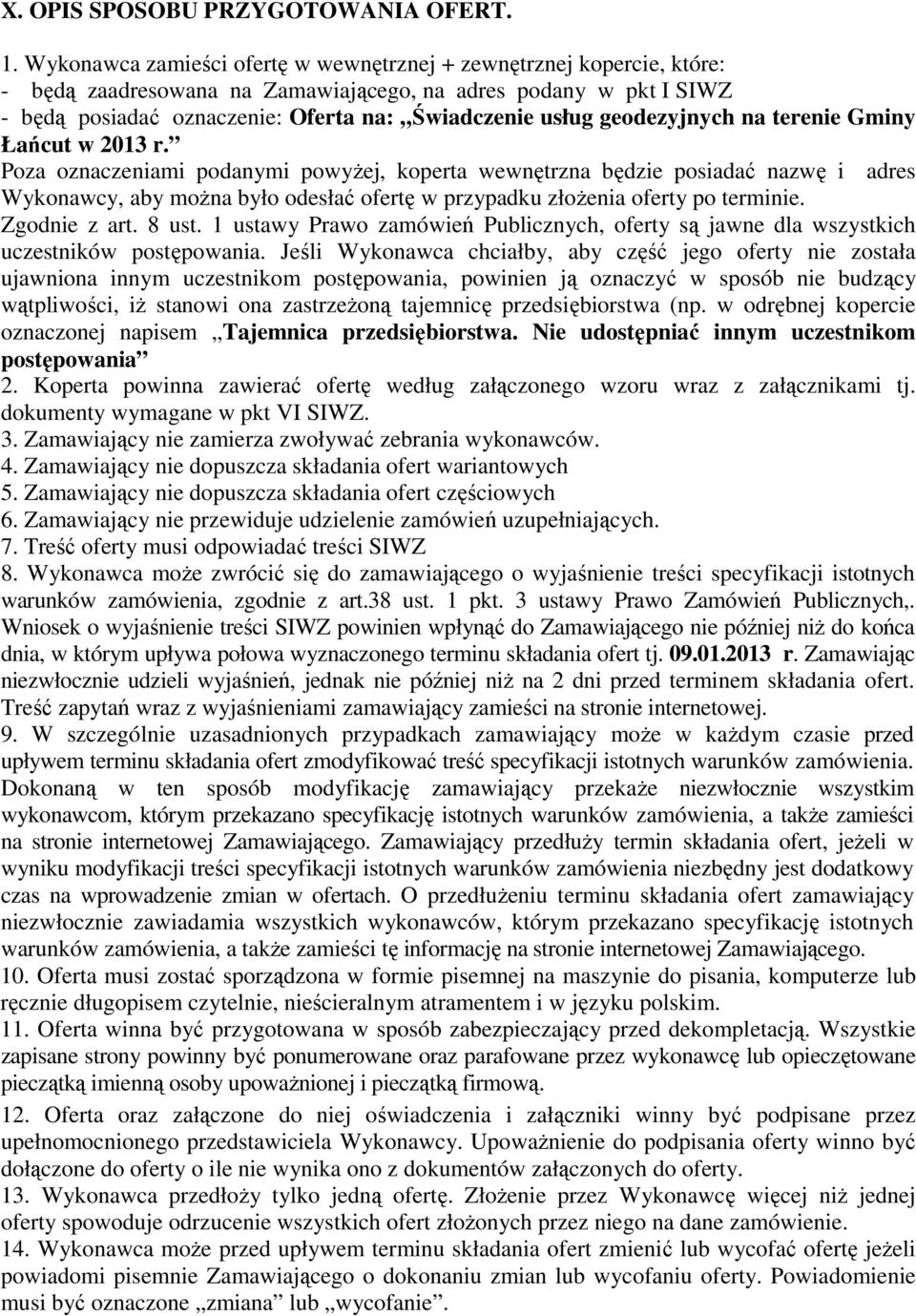 geodezyjnych na terenie Gminy Łańcut w 2013 r.