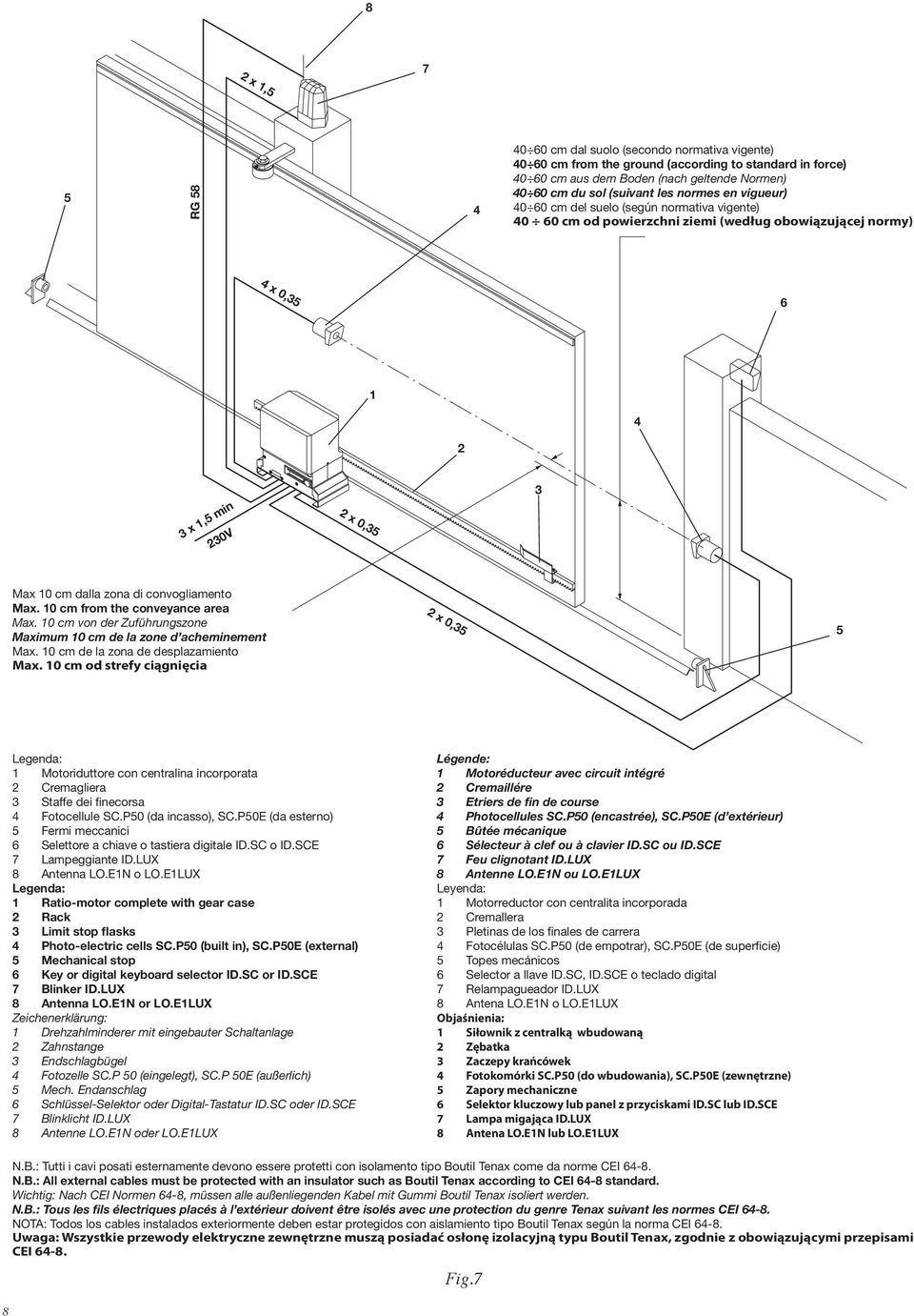 convogliamento Max. 10 cm from the conveyance area Max. 10 cm von der Zuführungszone Maximum 10 cm de la zone d acheminement Max. 10 cm de la zona de desplazamiento Max.