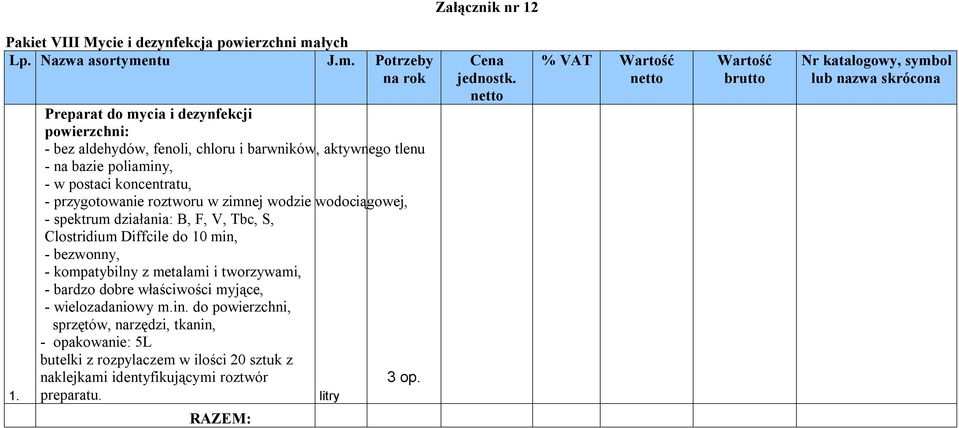 F, V, Tbc, S, Clostridium Diffcile do 10 min,