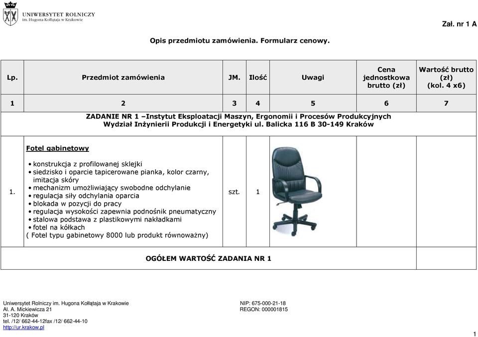 Balicka 116 B 30-149 Kraków Fotel gabinetowy konstrukcja z profilowanej sklejki siedzisko i oparcie tapicerowane pianka, kolor czarny, imitacja skóry mechanizm