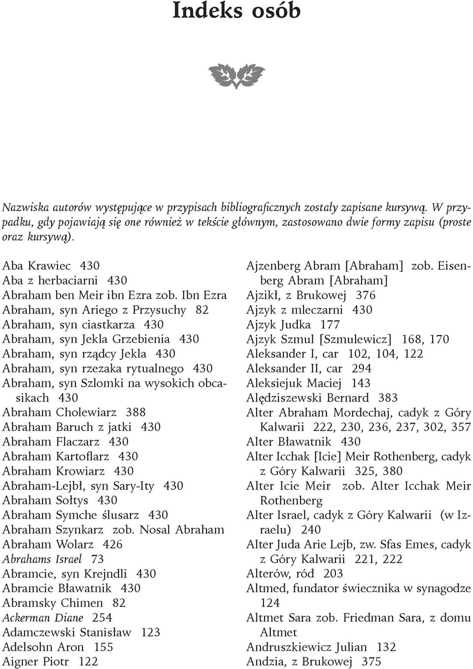 Ibn Ezra Abraham, syn Ariego z Przysuchy 82 Abraham, syn ciastkarza 430 Abraham, syn Jekla Grzebienia 430 Abraham, syn rz dcy Jekla 430 Abraham, syn rzezaka rytualnego 430 Abraham, syn Szlomki na