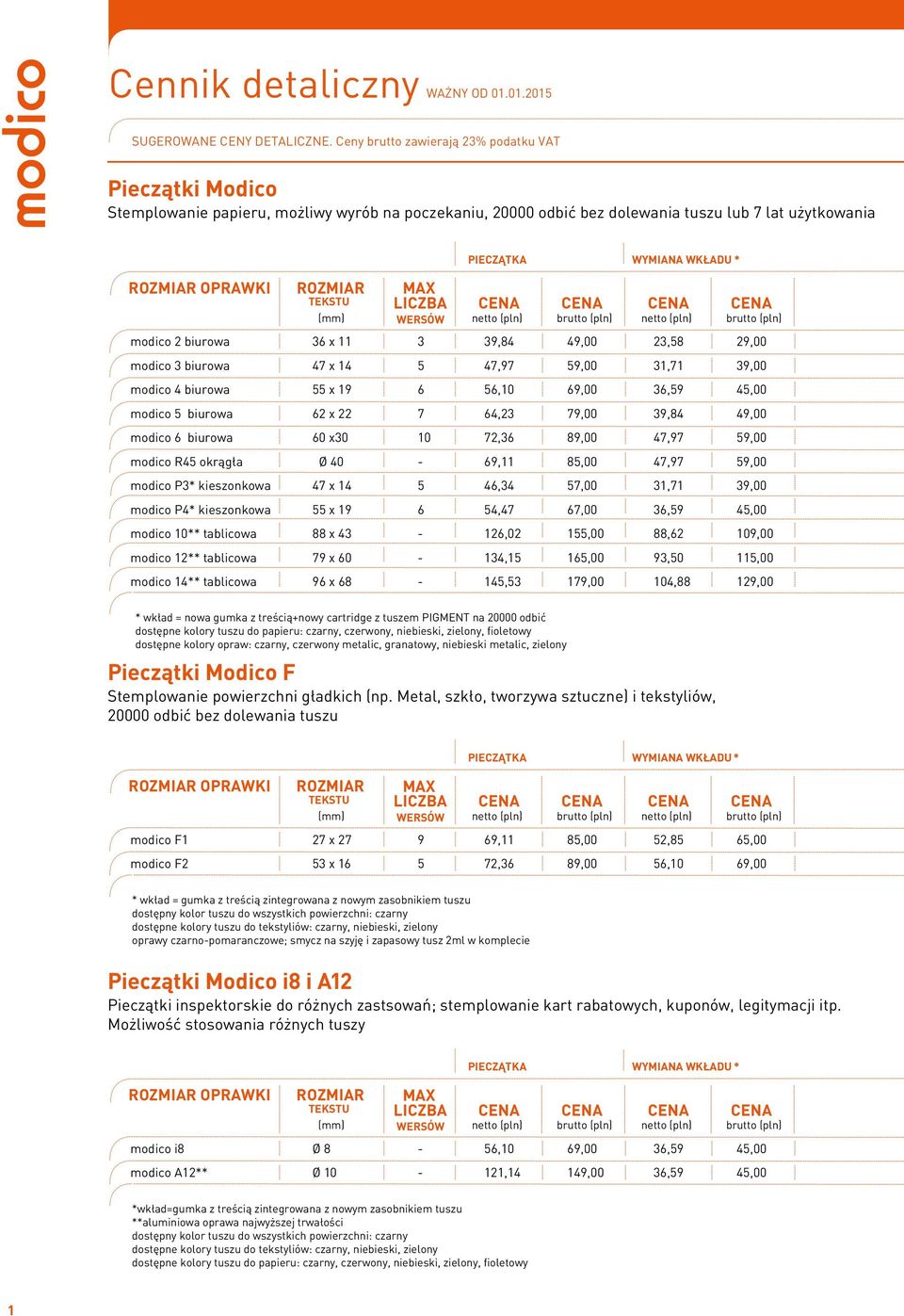 62 x 22 7 64,23 60 x30 10 72,36 Ø 40 - modico P3* kieszonkowa 47 x 14 5 46,34 57,00 modico P4* kieszonkowa 55 x 19 6 54,47 67,00 modico 10** tablicowa 88 x 43-126,02 155,00 88,62 modico 12**