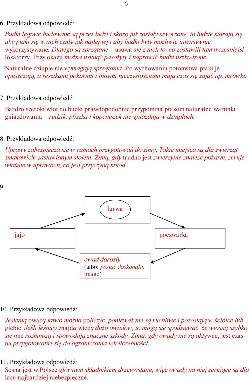 Naturalne dziuple nie wymagają sprzątania. Po wychowaniu potomstwa ptaki je opuszczają, a resztkami pokarmu i innymi nieczystościami mają czas się zająć np. mrówki. 7.