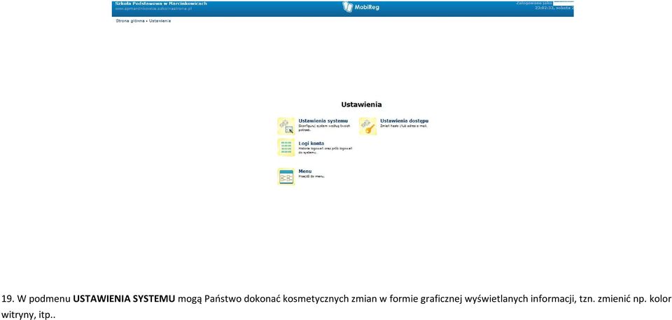 formie graficznej wyświetlanych