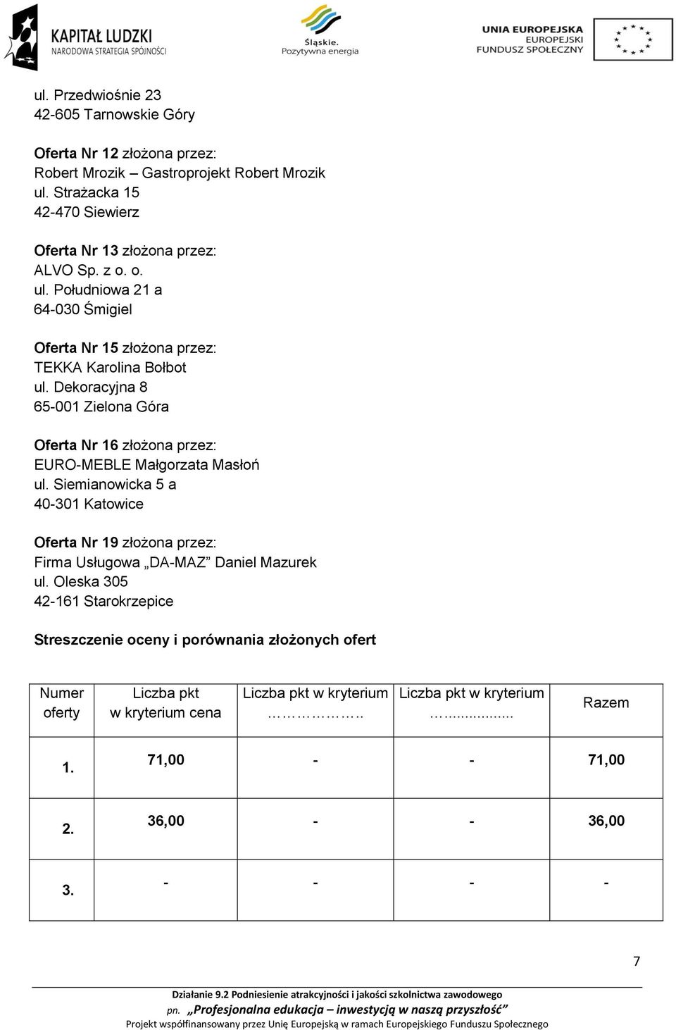 Dekoracyjna 8 65-001 Zielona Góra Oferta Nr 16 złożona przez: EURO-MEBLE Małgorzata Masłoń ul.