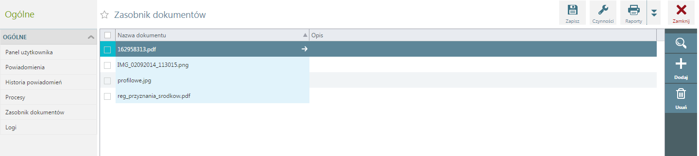 Procesy Lista dostępna na licencji pulpit Workflow.