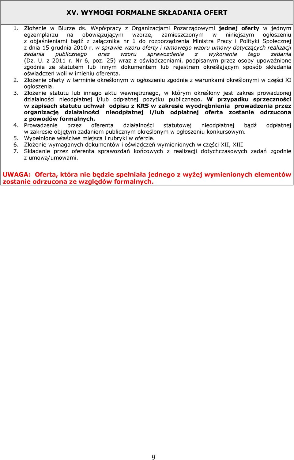 Ministra Pracy i Polityki Społecznej z dnia 15 grudnia 2010 r.