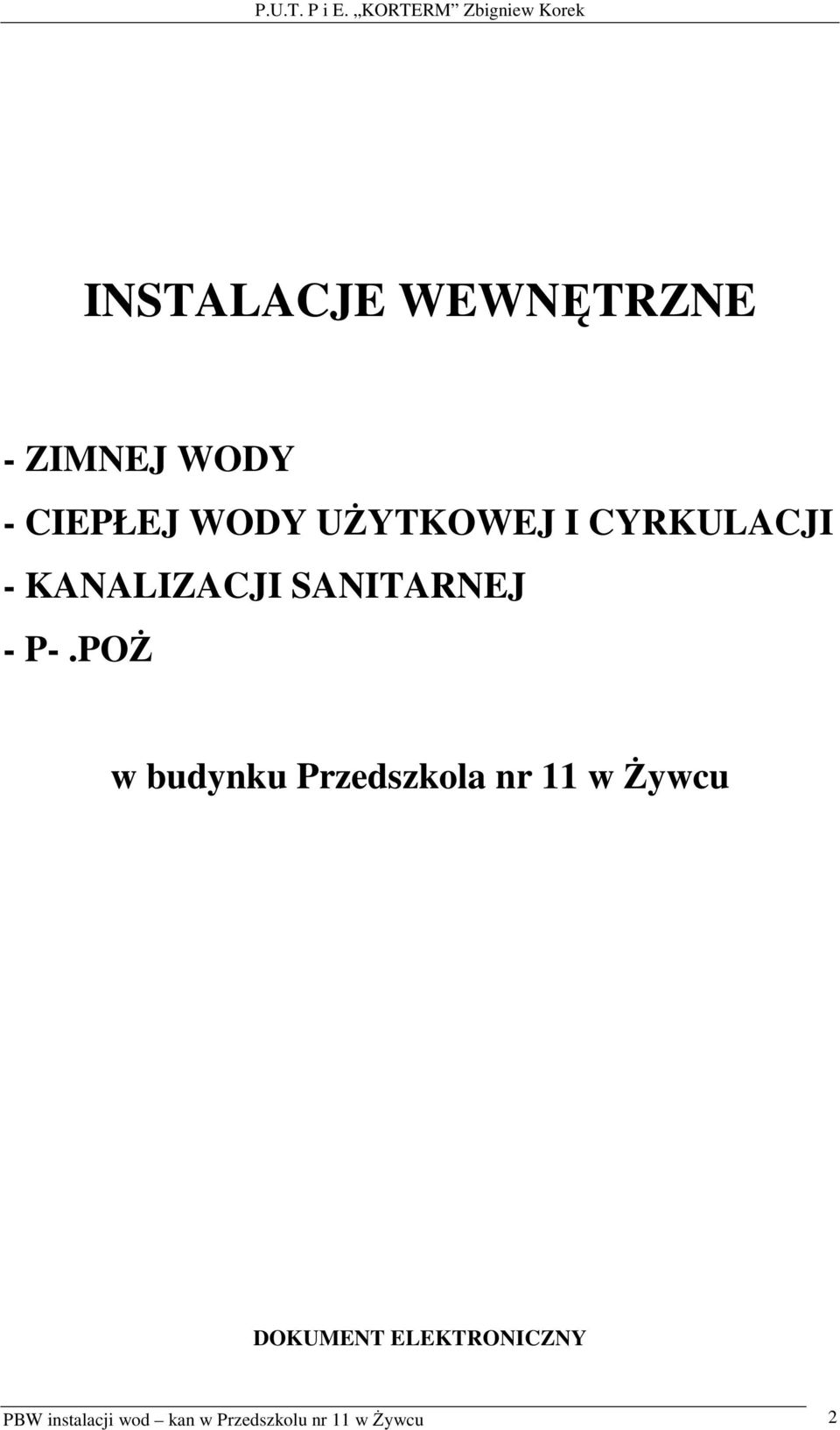 POś w budynku Przedszkola nr 11 w śywcu DOKUMENT