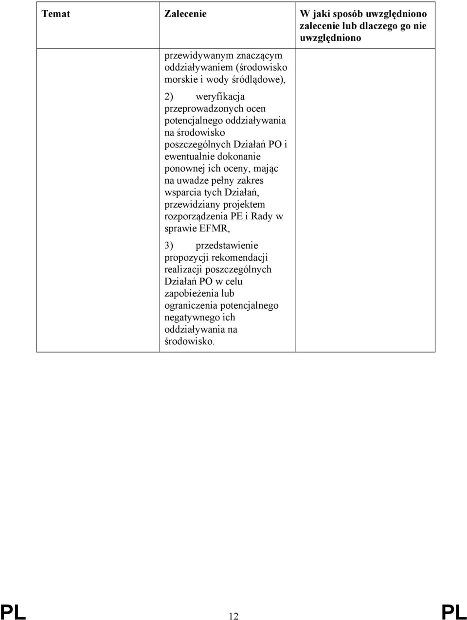 ich oceny, mając na uwadze pełny zakres wsparcia tych Działań, przewidziany projektem rozporządzenia PE i Rady w sprawie EFMR, 3) przedstawienie
