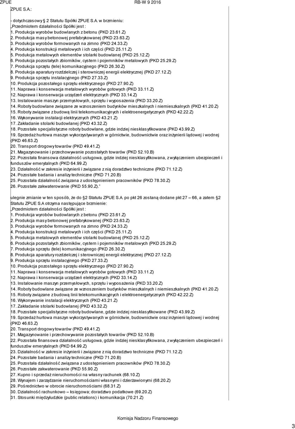 Produkcja metalowych elementów stolarki budowlanej (PKD 25.12.Z) 6. Produkcja pozostałych zbiorników, cystern i pojemników metalowych (PKD 25.29.Z) 7. Produkcja sprzętu (tele) komunikacyjnego (PKD 26.