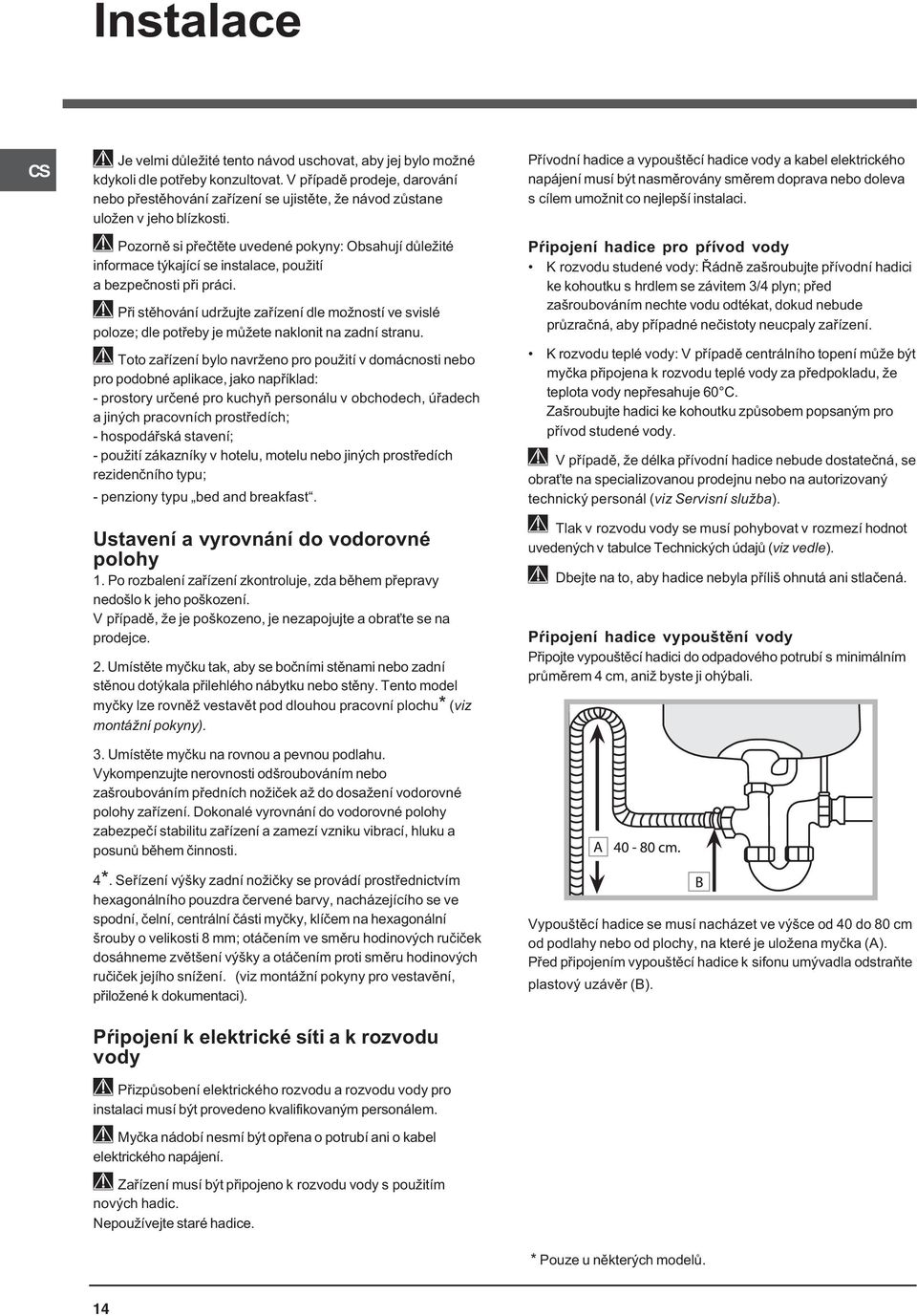 Pozornì si pøeètìte uvedené pokyny: Obsahují dùležité informace týkající se instalace, použití a bezpeènosti pøi práci.