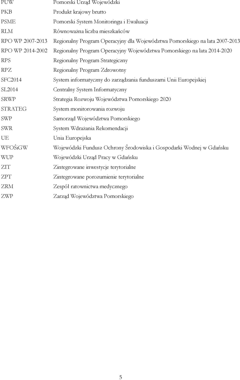 informatyczny do zarządzania funduszami Unii Europejskiej SL2014 Centralny System Informatyczny SRWP Strategia Rozwoju Województwa Pomorskiego STRATEG System monitorowania rozwoju SWP Samorząd