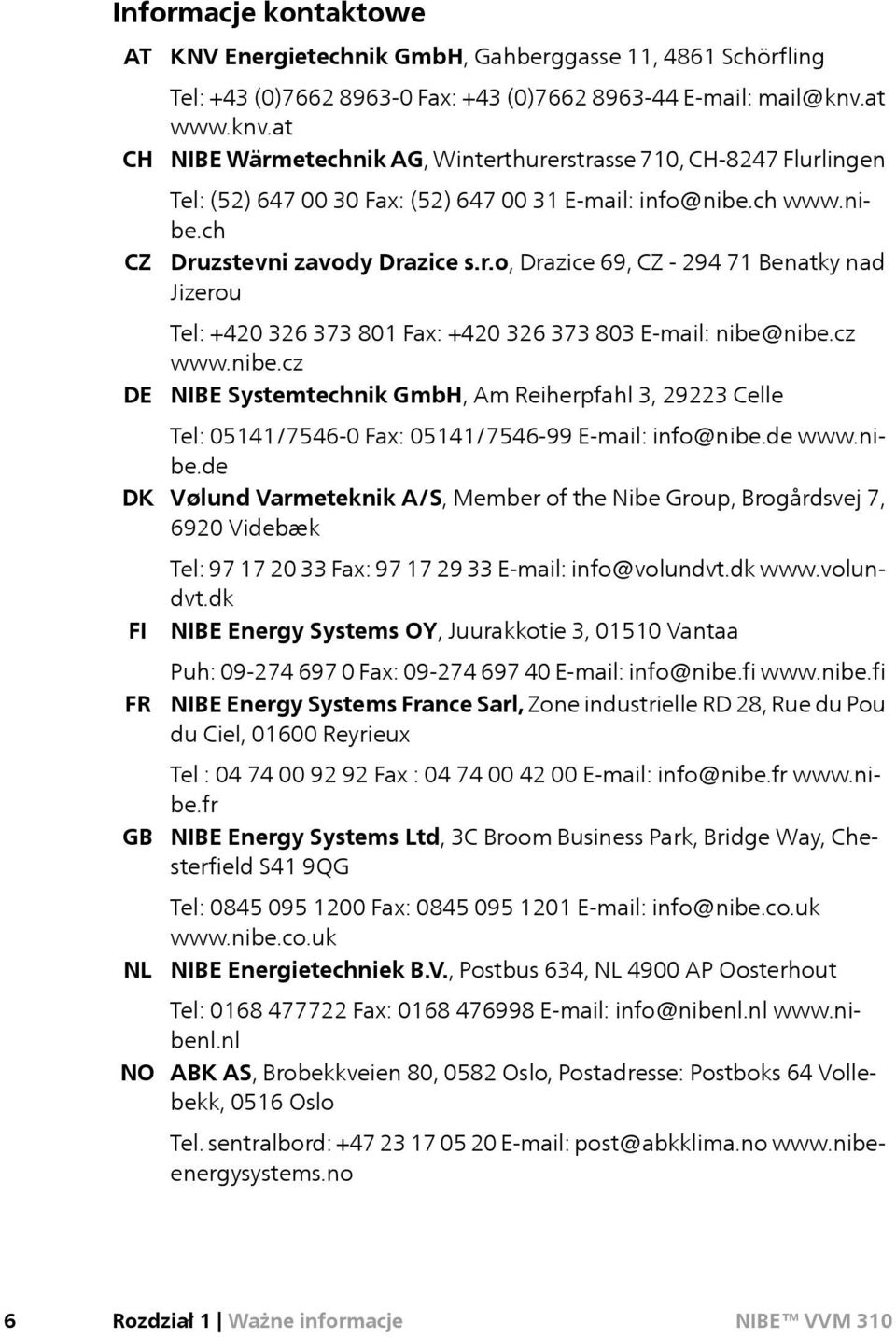 cz www.nibe.cz NIBE Systemtechnik GmbH, Am Reiherpfahl 3, 29223 Celle Tel: 05141/7546-0 Fax: 05141/7546-99 E-mail: info@nibe.de www.nibe.de Vølund Varmeteknik A/S, Member of the Nibe Group, Brogårdsvej 7, 6920 Videbæk Tel: 97 17 20 33 Fax: 97 17 29 33 E-mail: info@volundvt.
