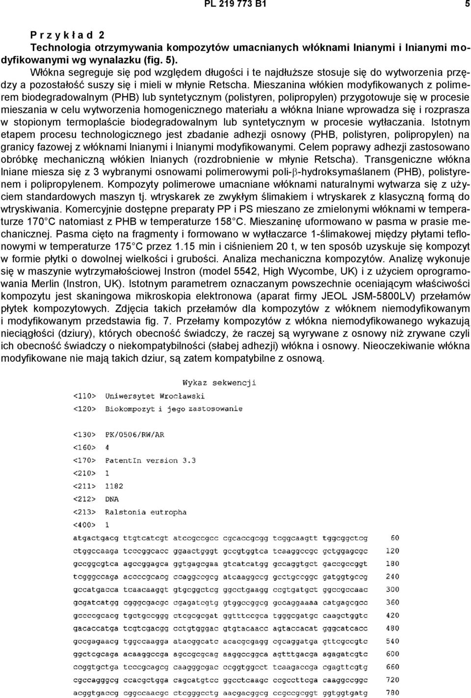 Mieszanina włókien modyfikowanych z polimerem biodegradowalnym (PHB) lub syntetycznym (polistyren, polipropylen) przygotowuje się w procesie mieszania w celu wytworzenia homogenicznego materiału a