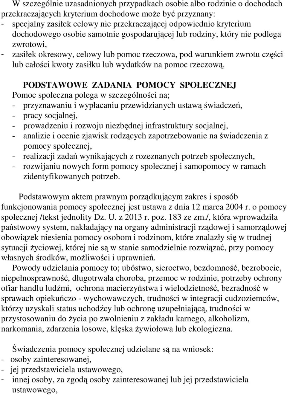 na pomoc rzeczową.