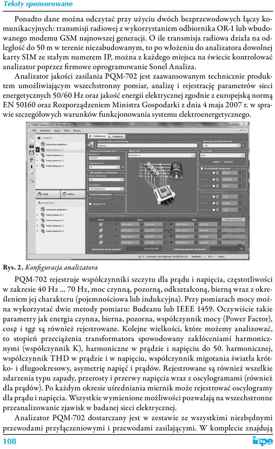 analizator poprzez firmowe oprogramowanie Sonel Analiza.